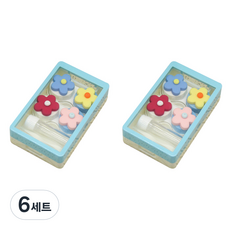 콩 더블플라워 콘택트렌즈 케이스 2p 세트, 블루, 6세트