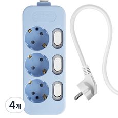SURGIO 彩色獨立開關3孔電線型延長線 DH-2039-RT, 1m, 柔藍色, 4個