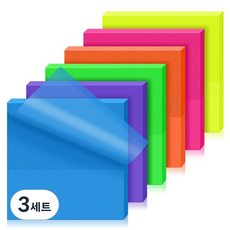 로타 투명 방수 컬러 메모지 점착 스티커 6종 x 50p 세트, 3세트