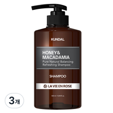 KUNDAL 昆黛爾 蜂蜜澳洲堅果香氛洗髮乳 La Vie En Rose, 500ml, 3瓶