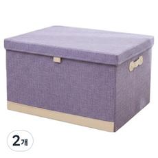 앞날창창 뚜껑형 패브릭 수납 정리함 리빙박스, 보라색, 2개