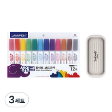 JAVAPEN 液態墨水白板筆 12色 + 筆盤隨機出貨套組, 3套