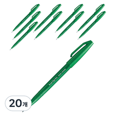 Pentel 飛龍文具 筆刷式簽字筆 SES15C-D, 20個, 綠色