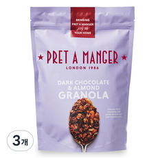 PRET Pret A Manger 黑巧克力杏仁格蘭諾拉麥片, 3個, 400g