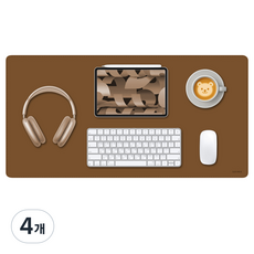 소이믹스 유니크 가죽 장패드 데스크매트 SOL7LO M, 카멜브라운, 4개