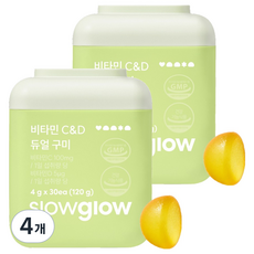슬로우글로우 비타민C&D 듀얼 구미, 4개, 30정