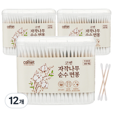 코멧 자작나무 순수 면봉, 350개입, 12개