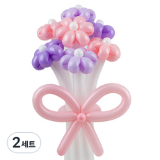셈퍼텍스 요술풍선 데이지 튤립 꽃다발 만들기 세트, 핑크라일락 3색혼합, 2세트