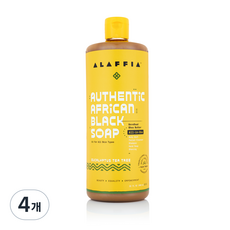 [쿠팡수입] 알라피아 어센틱 아프리칸 블랙솝 올인원 바디워시 유칼립투스 티트리, 950ml, 4개
