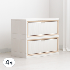 올리빙 모듈 오픈 리빙박스 650, 화이트베이지, 650 x 350 x 280 mm, 4개