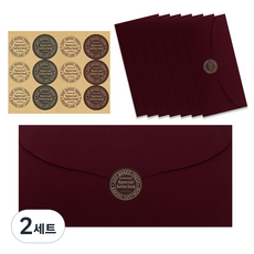 Good given 高級柔軟天鵝絨零用錢信封 8入 + 4款貼紙 x 3入組, 2套, 酒紅色