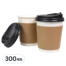 大成產業 紙杯 300ml + 可開關杯蓋 + 杯套 組合, 300套