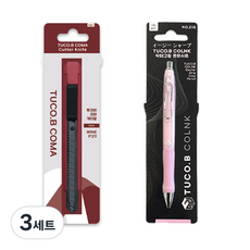 투코비 코마 컴포트그립 특수코팅 블랙날 커터칼 + 닥터그립 편한샤프, 랜덤발송(커터칼), 핑크(샤프), 3세트