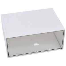 可疊加抽屜式單抽收納盒, 1層, 白色