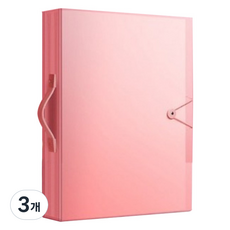 A3 8절 손잡이 속지 30매 클리어 파일 케이스, 3개, 핑크