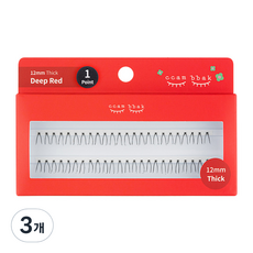 ccam bbak 人造束狀假睫毛 包裝版 12mm 濃密 1株, 3個, 黑色