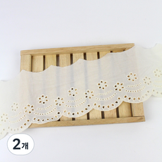 Inp 細棉緞帶棉質刺繡蕾絲 10 x 180 cm, 2個, 象牙白