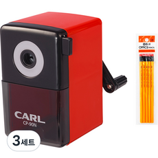칼 투톤칼라 연필깎이 CP-90N + 동아오피스 연필 HB 5p 세트, 3세트, 레드