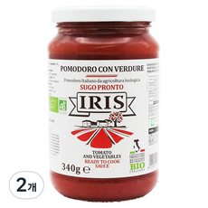 이리스파스타 유기농 포모도로 콘 베르두레 파스타소스, 340g, 2개