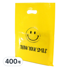 베스트팩 스마일 비닐 쇼핑백 중 25 x 38 cm, 옐로우, 400개