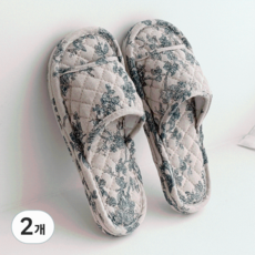 DEMIMOOD 古董印花圖案3層緩衝墊客廳室內拖鞋, 2個, 象牙白