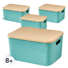 마켓플랜 심플리 포인트 리빙박스 XL, 민트, 8개