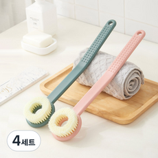 모나코올리브 커브드 밀착 바디브러시 2종 세트, 인디핑크 + 카키그린, 4세트