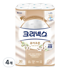 Kleenex 舒潔 Pure Cotton 天然紙漿 4層 捲筒衛生紙, 25m, 4個, 30入