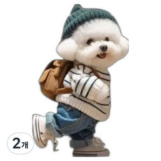 Newtopia 可愛出風口夾式 貓咪 街頭狗狗 時尚達人 小狗 壓克力芳香劑盒, 2個