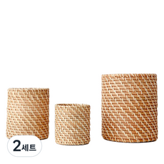 마켓비 SILON 수제수납함 원형 3종 세트, 내추럴, 2세트