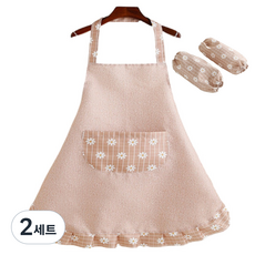 코이드림 멀티 주방 가정 앞치마 + 토시 세트, 오렌지, 2세트