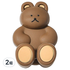 暖&和家居 可愛小熊電動吸盤免打孔牙刷架 浴室收納架, 咖棕色, 2組