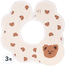 베이키즈 미디엄 롤링턱받이, 1 곰 베이지, 1매, 3개