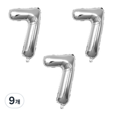 數字氣球 大 7, 銀色, 9個