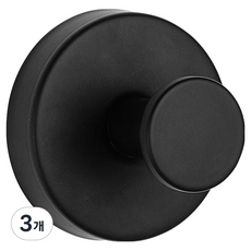 Hanbomnuri 免鑽孔黏貼吸盤式現代霧面不鏽鋼掛鉤, 黑色, 3個
