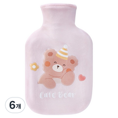 에버하우스 미니멀 소프트 애니멀 보온 물주머니 베어핑크 350ml, 6개
