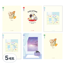 morning glory Chaewoom筆記本 國小3-6年級 家庭聯絡簿 窄格 4款 + 隨機出貨 2入套組 B, 5套, 貓咪躲貓貓, 貓咪朋友們, 甜點時間, 海景