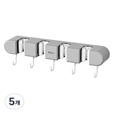SULiJ 舒立凈 SULLIVING 高級免打孔浴室清潔工具掛架 4鉤掛勾, 灰色, 5個