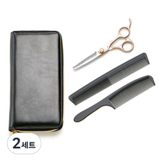 셀리본 진 골드블링 틴닝 숱가위 + 커트빗 2종 + 크리닝페이퍼 + 완충케이스 세트 JIN9105B, 혼합 색상, 2세트