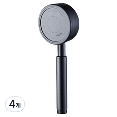 마켓감성 스텐 수압상승 샤워헤드 심플, 블랙, 4개