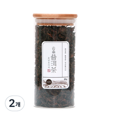 운남보이차 숙차 유리병, 80g, 2개, 1개입