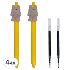 Dona and Friends 多娜和朋友們 角色軟膠原子筆 赫荳 + 筆芯套組 0.5mm, 黃色, 4套