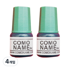 꼬모네임 스탬프 리필잉크 수성용 5mL, 초록, 4개입