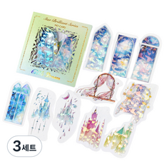 OLIVEPARTY 全息銀色葉子水晶裝飾貼紙 10種*2入組, 城堡, 3組