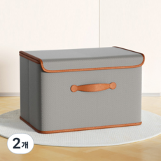일상포인트 뚜껑있는 의류 패브릭 보관함 수납함, 그레이, 2개