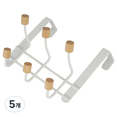 에브라잇 문걸이 도어행거 철제 옷걸이, 화이트, 5개