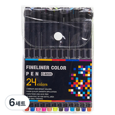 Kohimi 顏料代針筆彩色筆組 0.4mm, 6套, 24色