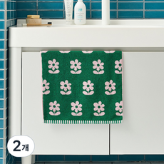 모던하우스 플라워 세면타월 40 x 80 cm 190g 30수 코마사, 그린, 2개