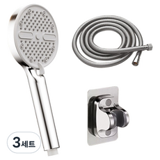 원이네 5단 강력 부스터 와이드 샤워기 세트, 실버, 3세트