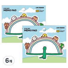 플라잉웨일즈 라인프렌즈 조구만 미니니 점착메모지, 무지개, 50매, 6개